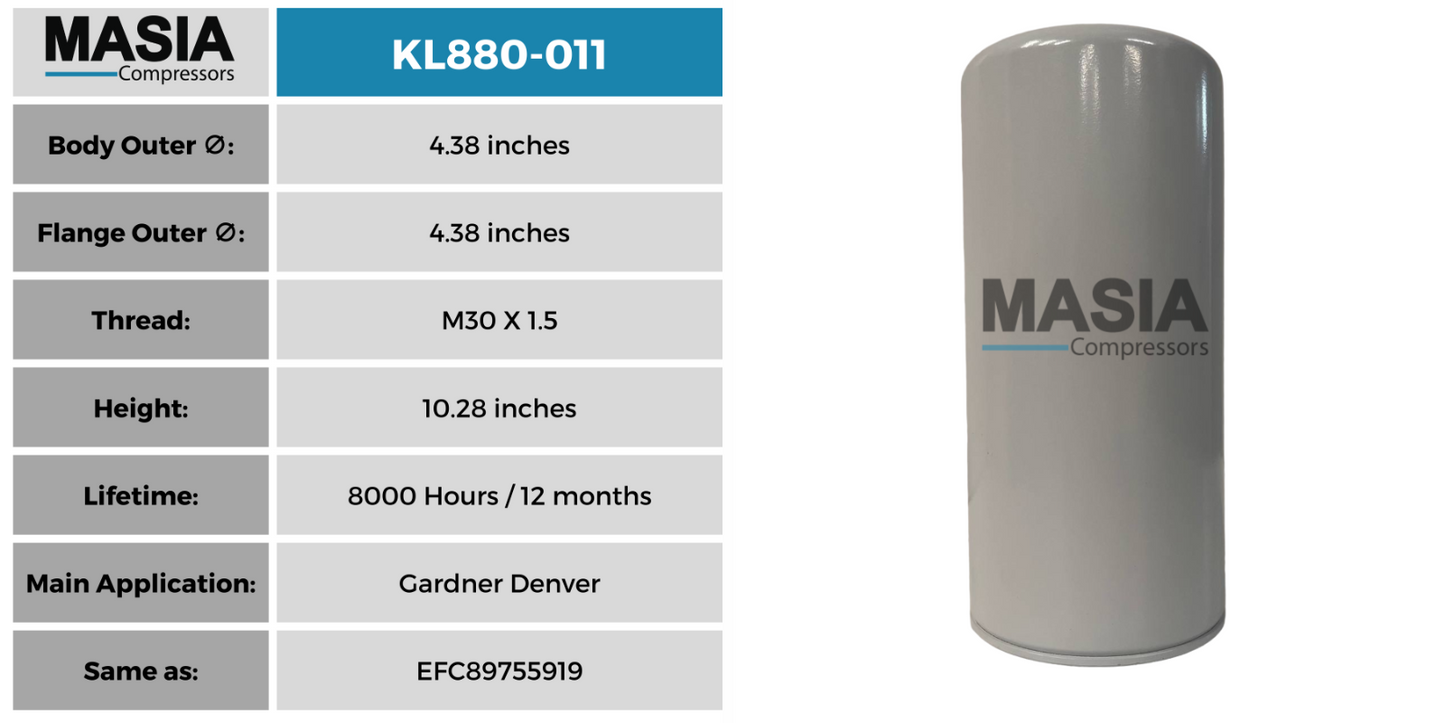 EFC89755919 Gardner Denver Oil Filter - Made in USA - 2000 Hours